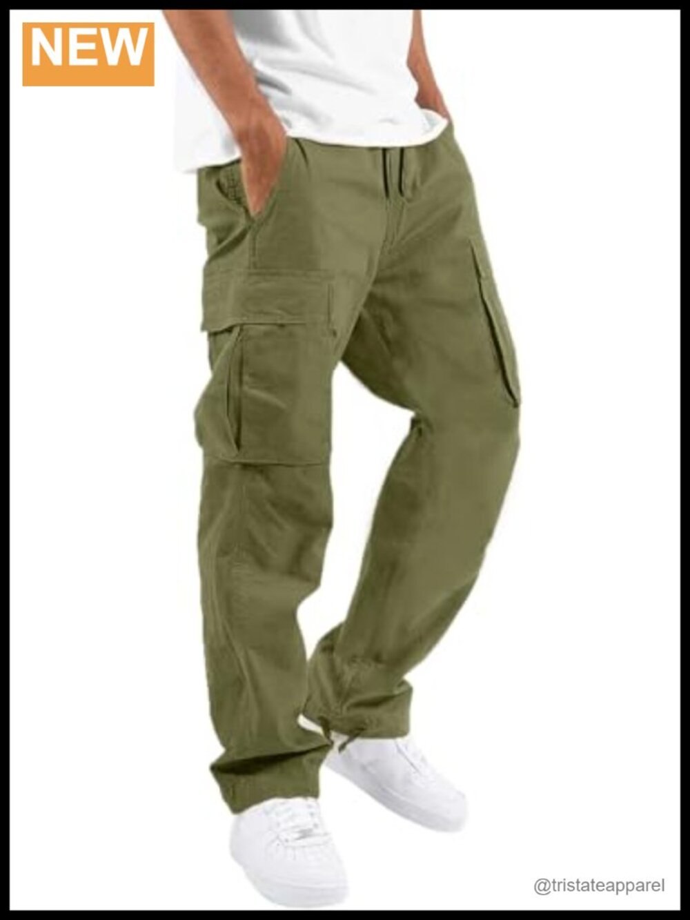 Cargo Pants Drawstring Casual Hiking Joggers Athletic Trousers Cotton Loose